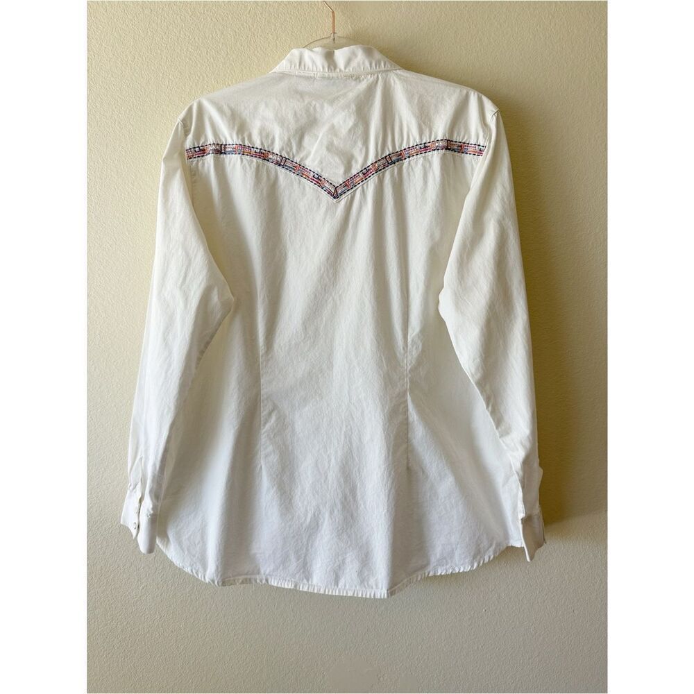 Wrangler Western Pearl Snap Button Down Shirt Cotton Embroidered Yoke Boho - Picture 6 of 10